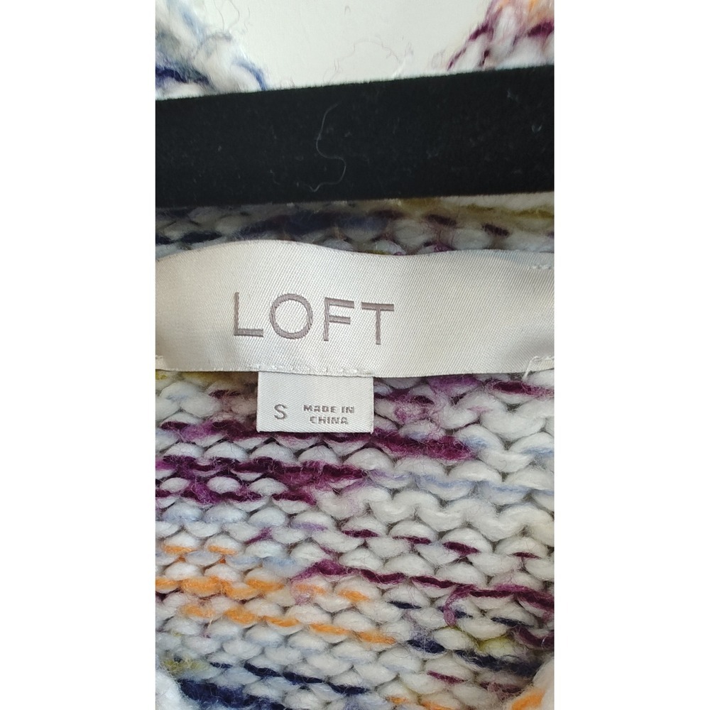 Women Size S Loft Boho Multi-Color Space Dye V-Neck Knit‎ Sweater Excellent - Picture 6 of 15